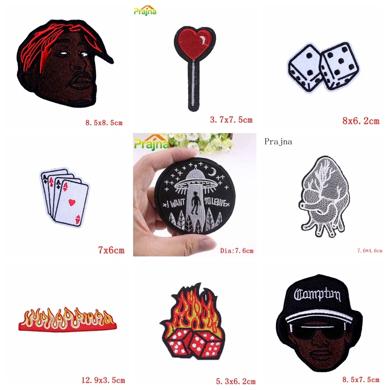 Prajna-parche bordado de película de 10 piezas, parches bordados de Space UFO para planchar en la ropa, insignia de parche de llama Punk - imagen 2