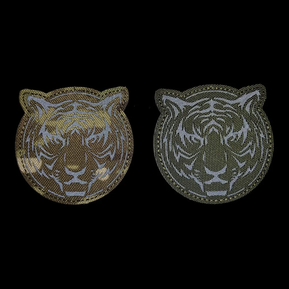 Insignia reflectante del rey del bosque para exteriores, brazalete de gatito, cabeza de Tigre, bordado 3D, parche personalizado - imagen 3