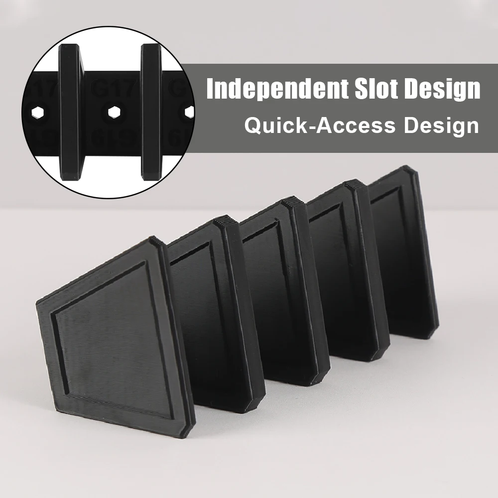 Portarrollos táctico para montaje en pared, soporte para revistas compatible con Glock 17 19 3/4/5 ranuras, estante de almacenamiento de revistas para accesorios de munición de pistola - imagen 2