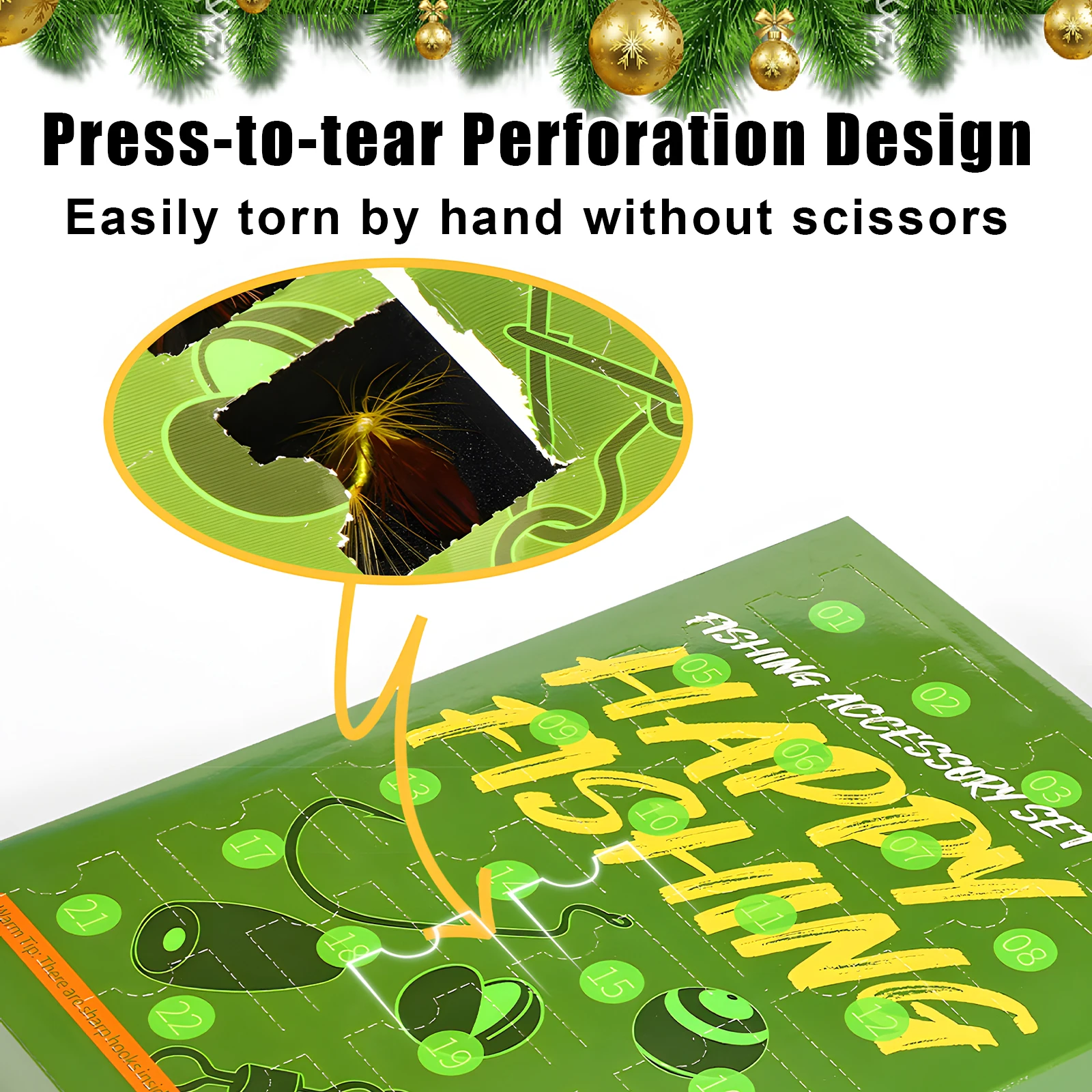 Calendario de Adviento de pesca con mosca, calendarios de cuenta atrás de Navidad 2025, juego de Señuelos de Pesca de 24 días, Kit de moscas, caja de aparejos de pesca, regalos - imagen 3