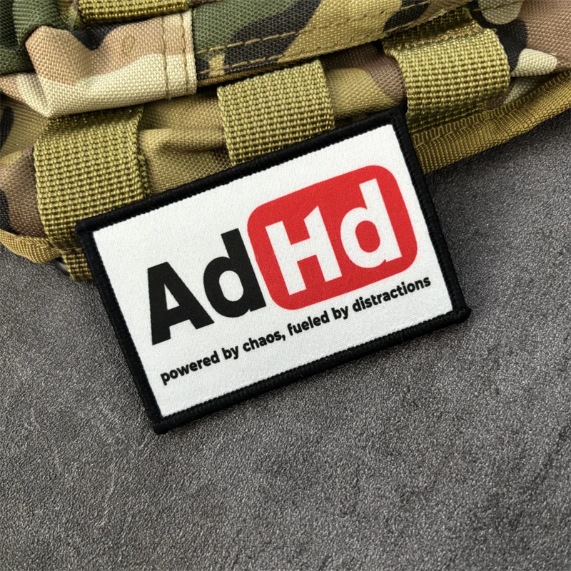 Parche táctico impreso "ADHD" para ropa, insignias de moral, parches militares con gancho, pegatinas para mochila - imagen 5