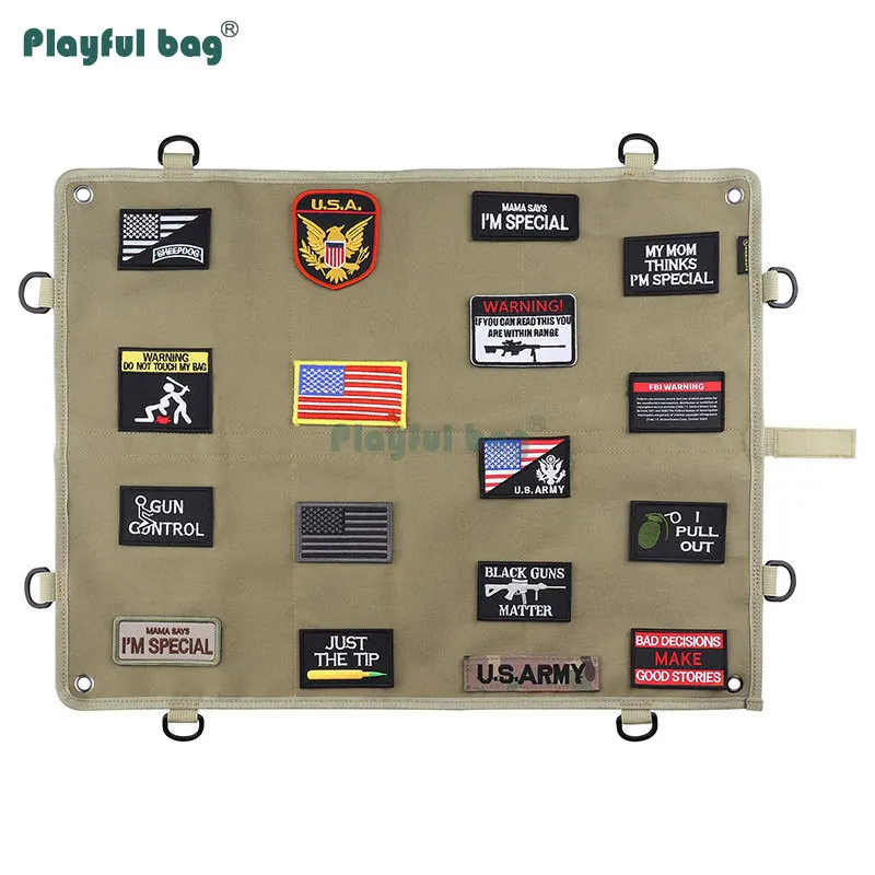 Parche táctico de tela de almacenamiento, brazalete de abanico militar, cartel de exhibición de colección, colgante de pared, fácil de plegar, AVA177 - imagen 5