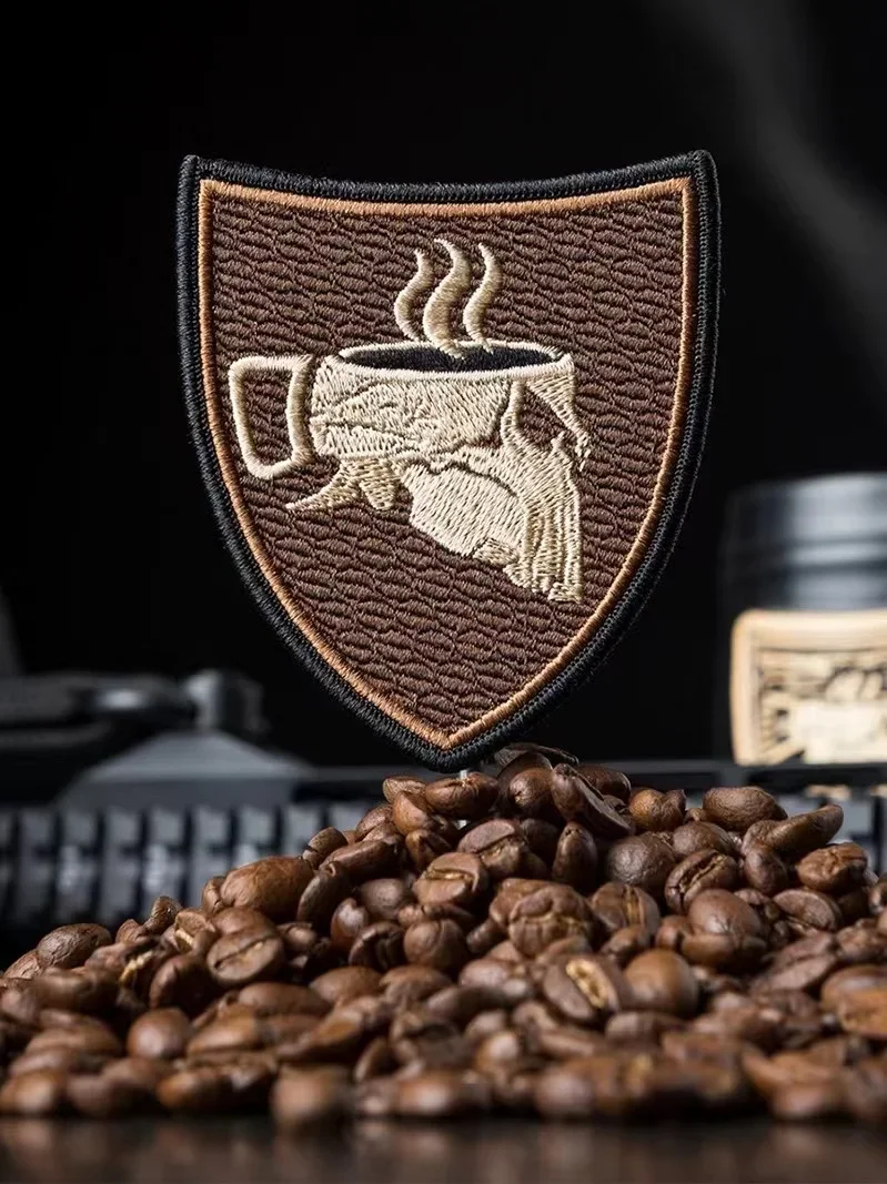 Parches de gancho y bucle bordados de café de Calavera, pegatina de decoración táctica americana MK2 Espresso moral BadgeBackpack - imagen 5