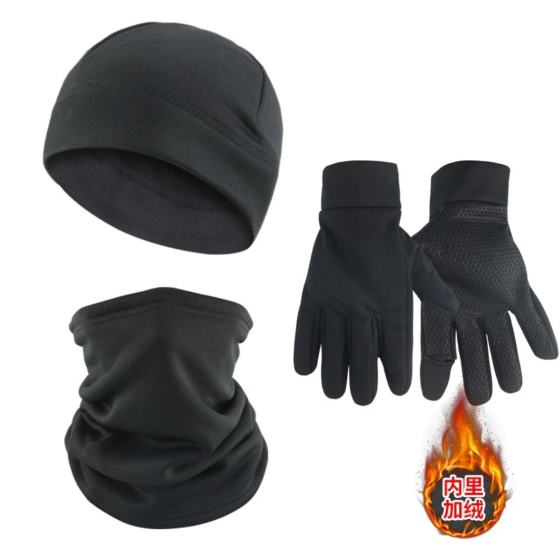 MCAP blanco nieve camuflaje esquí táctico a prueba de frío capucha cálida mascarilla cuello bufanda, gorra, guantes - imagen 3