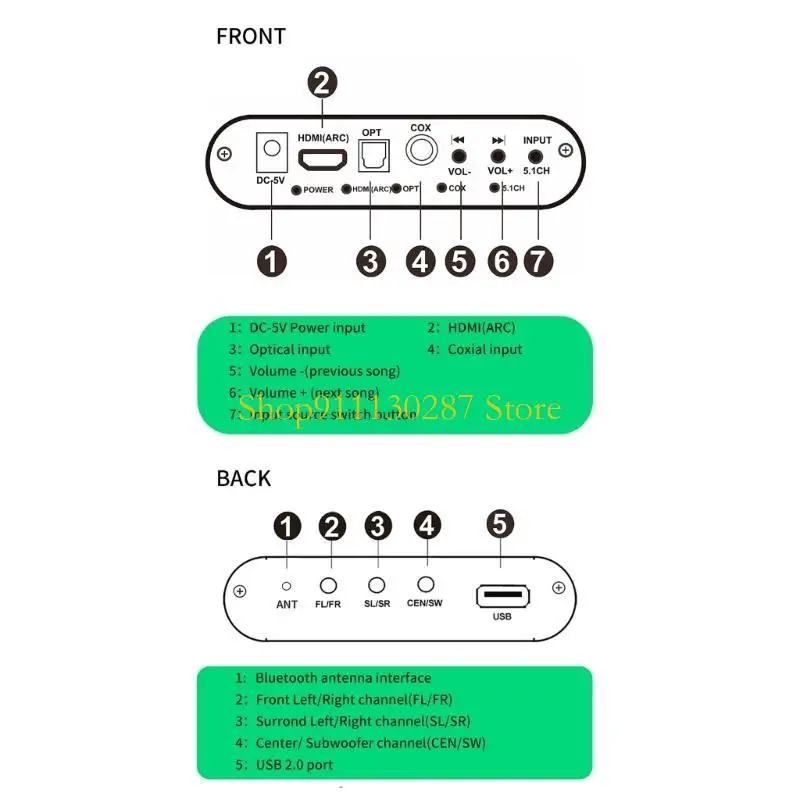 J1HC DA615H 5.1CH Compatible5.0 DAC Adaptador inalámbrico - imagen 2