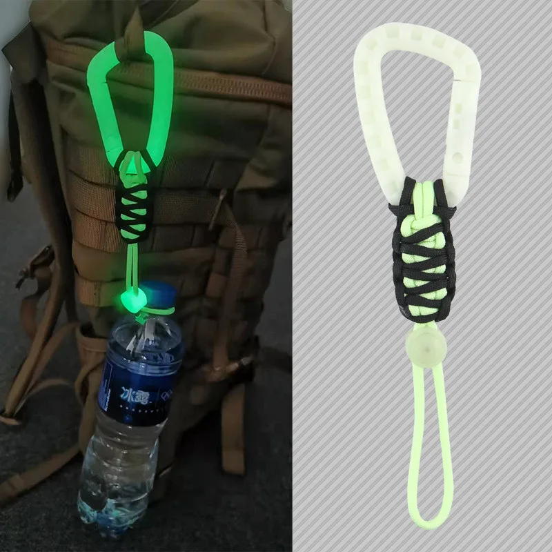 Gancho de hebilla colgante luminoso tejido a mano con nariz de cerdo paraguas cuerda llavero linterna cordón equipo táctico al aire libre - imagen 4