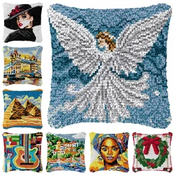 Kits de gancho de pestillo de Ángel, alfombra, red de lona piramidal para bolsos, Kit de enganche para alfombra de guitarra, cojín de punto anudado de Navidad, almohada bordada