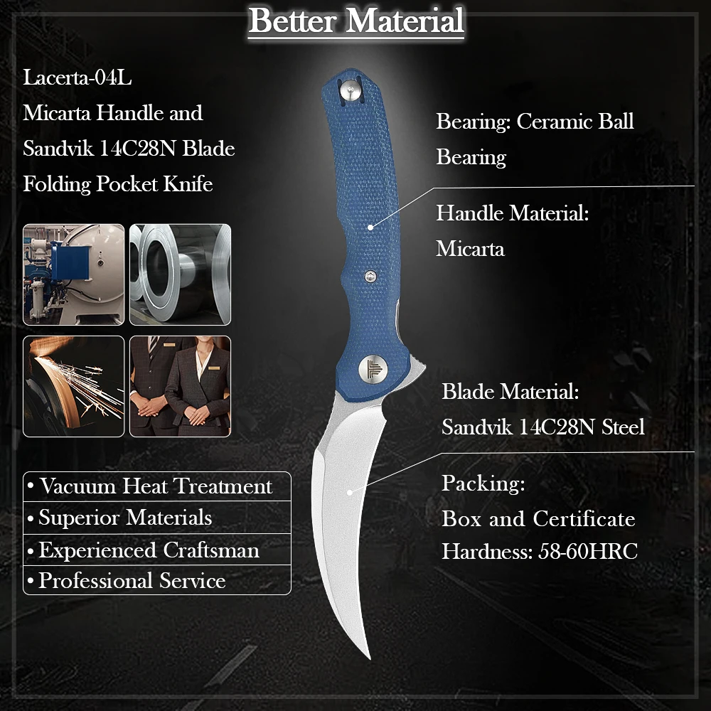 TRIVISA Pikal Cuchillo EDC plegable Hawkbill con clip y micarta - imagen 4