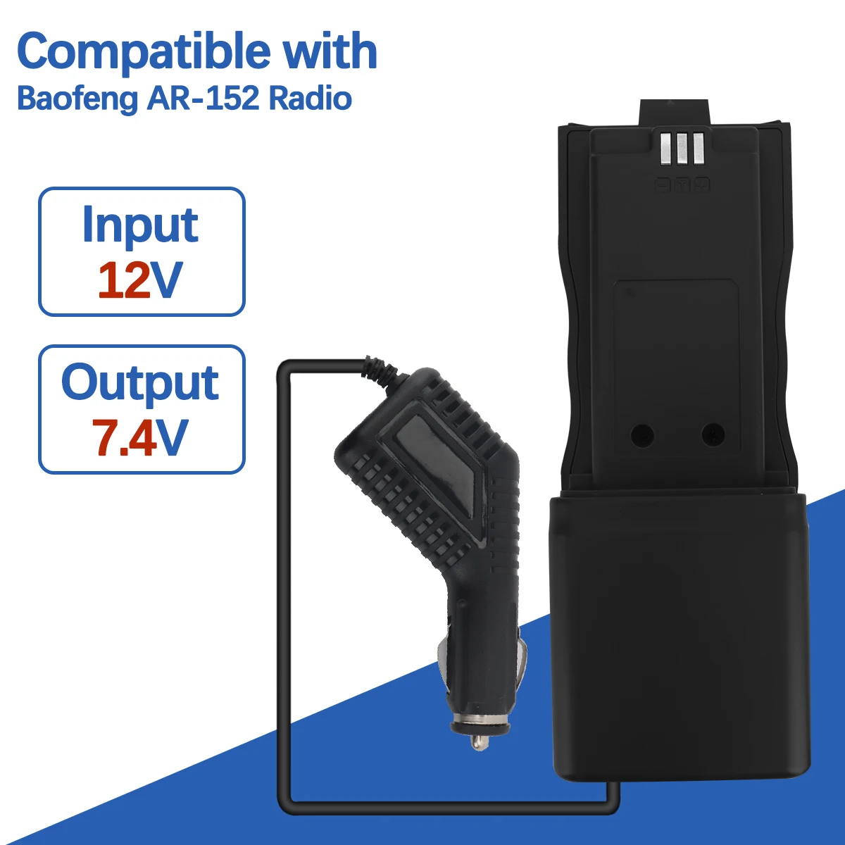 BAOFENG eliminador de batería adaptador de cargador de coche para BaoFeng AR-152 Radio Walkie Talkie accesorios reemplazo - imagen 2