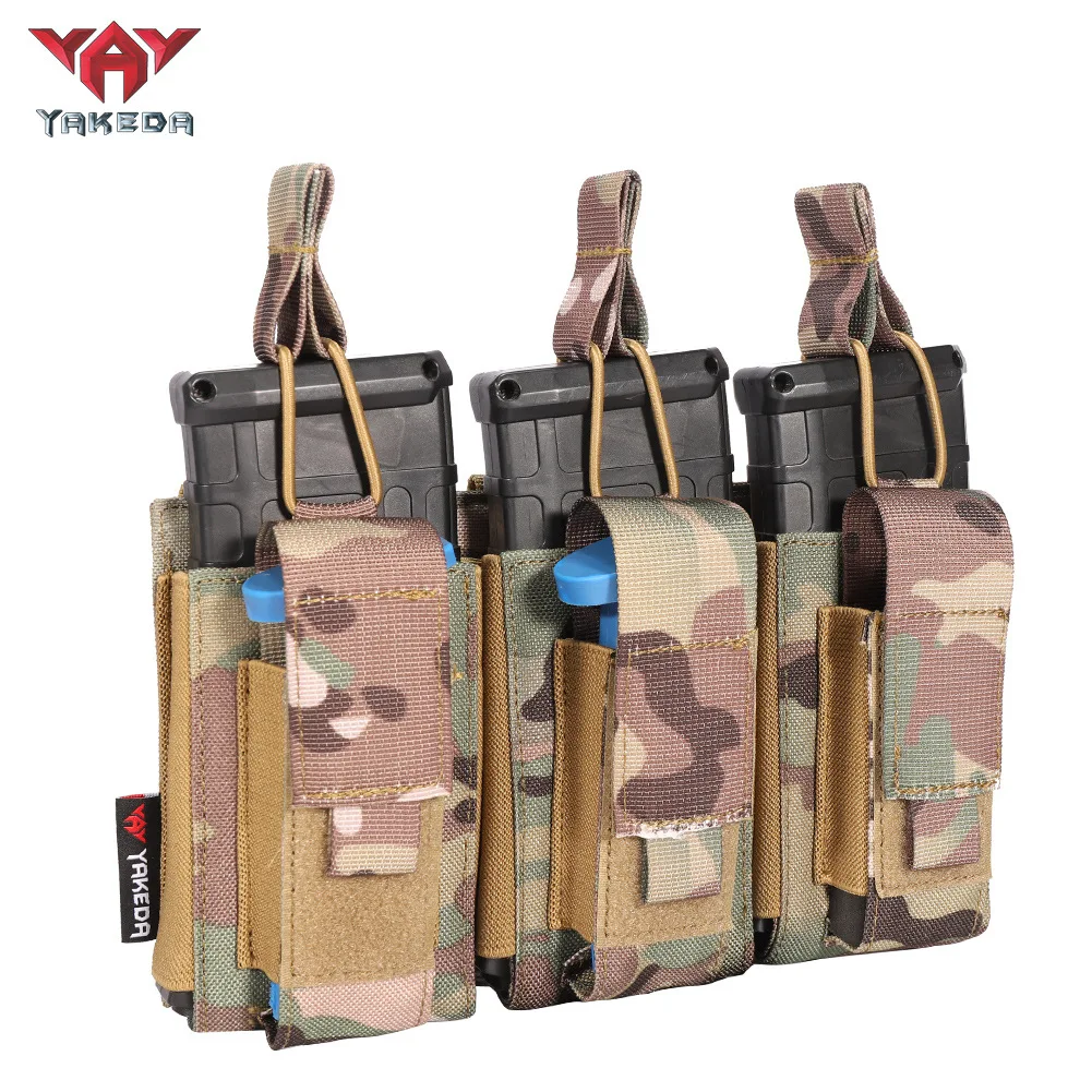 YAKEDA 9*5*2,4 pulgadas bolsa táctica Triple para revistas MOLLE Triple revista caza al aire libre Paintball Mag cartucho accesorios bolsa
