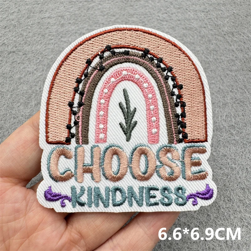 Pegatinas bordadas de arcoíris de dibujos animados para ropa, parches para planchar para ropa de niños, parches bordados de flores, parche Fusible DIY - imagen 3