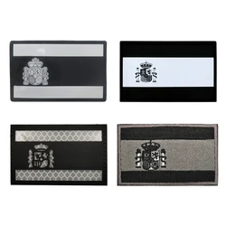 Estilos blancos goma de PVC que brilla en la oscuridad impreso IR reflectante parches de bandera de España apliques insignias de decoración bordadas en español