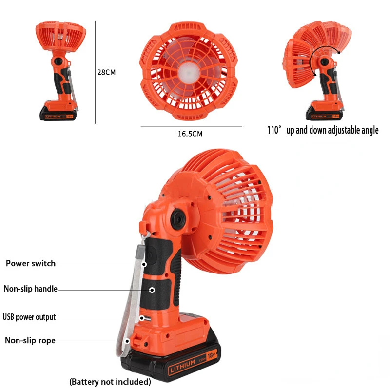 Ventilador Vertical FC104 para Bosch, Milwaukee M18 Ryobi, BlackDecker Craftsman, Makita Dewalt con batería de litio de 14,4-18V - imagen 2