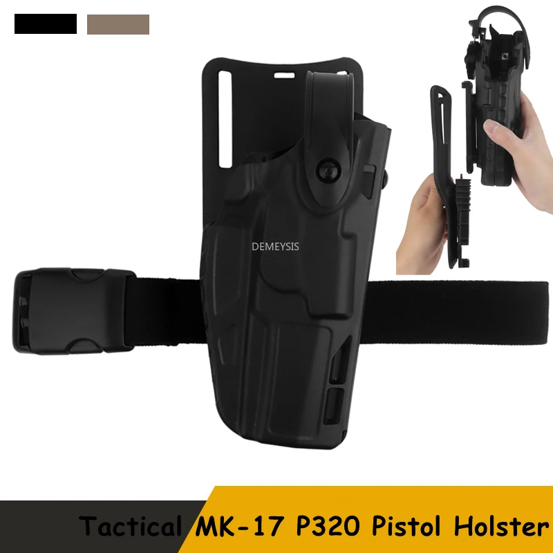 Funda táctica para SIG P320 M17, doble bloqueo de seguridad con cinturón, plataforma de pierna caída, Airsoft, caza, diestro, M-17