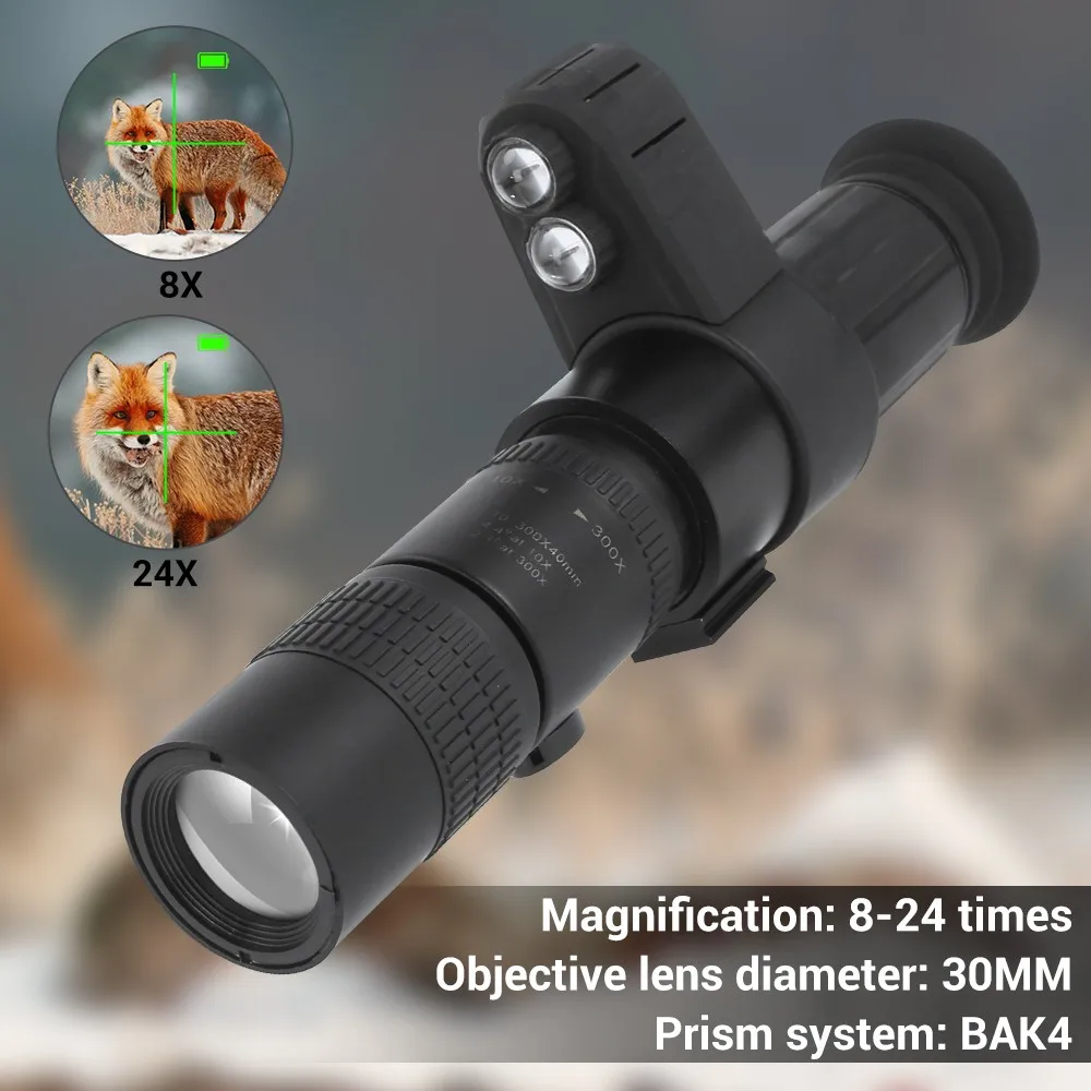 Mira telescópica de visión nocturna, Monocular HD con visor óptico infrarrojo para caza al aire libre, Camping, visión completa de la oscuridad - imagen 4