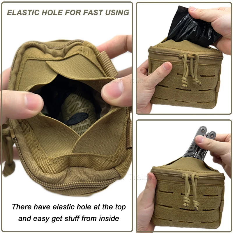 Bolsa táctica Molle, bolsa de utilidad con apertura elástica superior, riñonera multiusos, guantes de caza al aire libre, bolsa de herramientas EDC, bolsa para caca - imagen 3