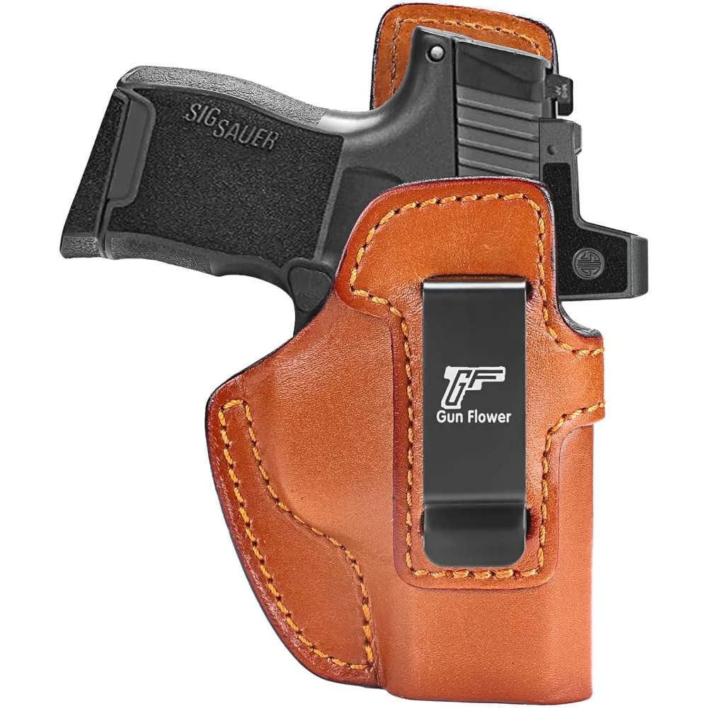 Funda de cuero IWB para SIG P365/ P365X/ P365 SAS/ P365-380, corte óptico, cinturilla interior, transporte oculto, cinturón de 1,5 "-1,75", mano derecha