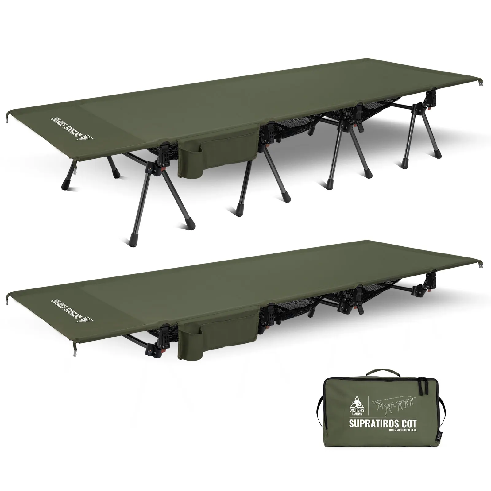OneTigris cama plegable camping SUPRATIROS XXL ajustable en altura