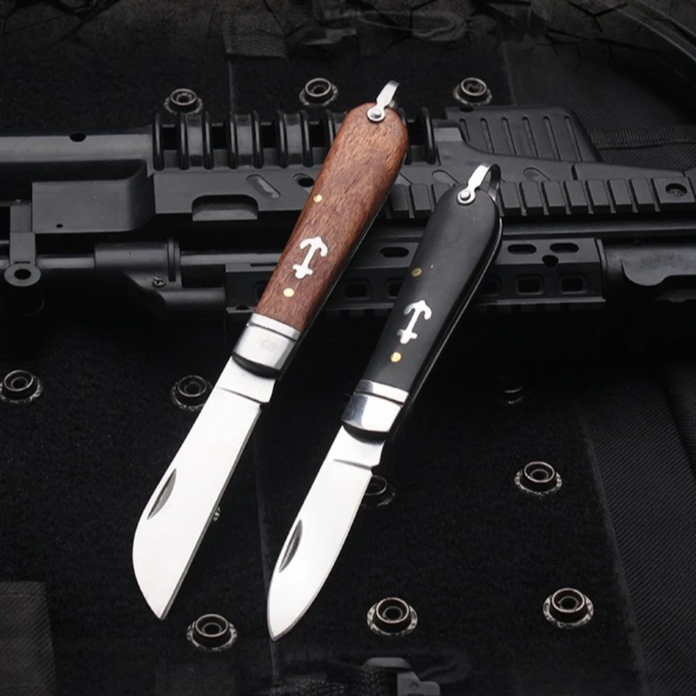 Cuchillo EDC plegable mini outdoor con mango de sándalo amarillo