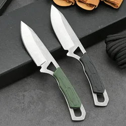 Cuchillo EDC para acampar y exterior, cuello recto multifunción