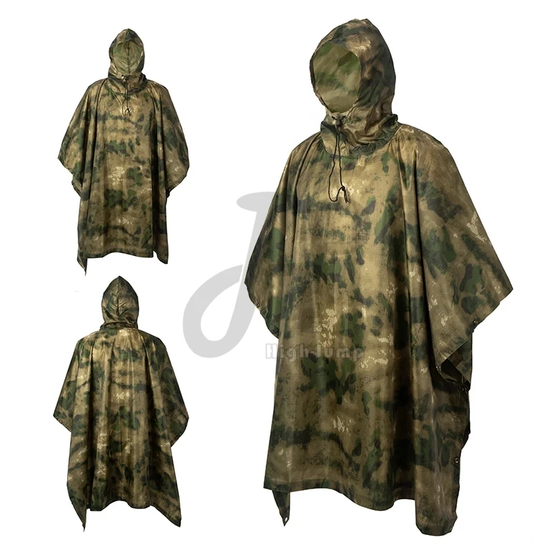 Chubasquero Impermeable transpirable con cremallera, Poncho táctico de jungla, ropa de lluvia al aire libre para acampar, senderismo, traje de caza, equipo de lluvia de viaje - imagen 3