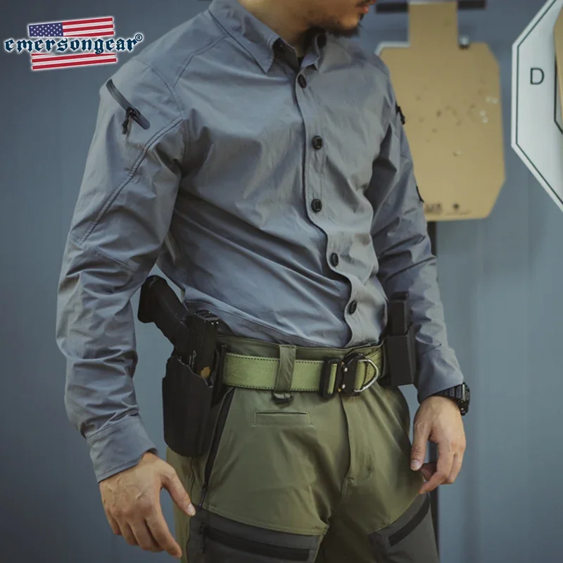 Emersongear Blue Label Triple Tech Tac-Camiseta con cremallera y múltiples bolsillos para acampar, camisetas para hombre, camisetas deportivas - imagen 2