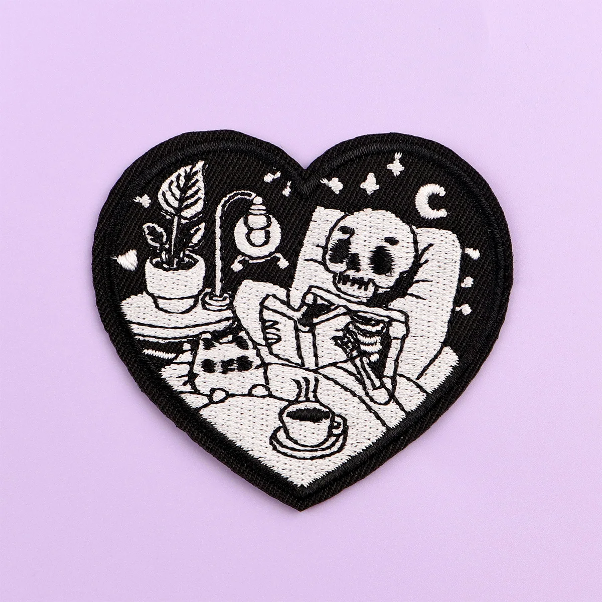 Parche para planchar con esqueleto y gato, parche para ropa para lectura de ropa, parche bordado, accesorios de ropa, pegatinas de costura - imagen 2