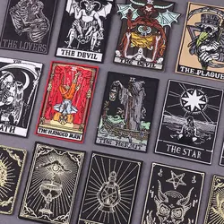 Parche de Tarot, parches para planchar para ropa, parches bordados de rayas misteriosas para ropa, parches para ropa DIY con insignias de hierro