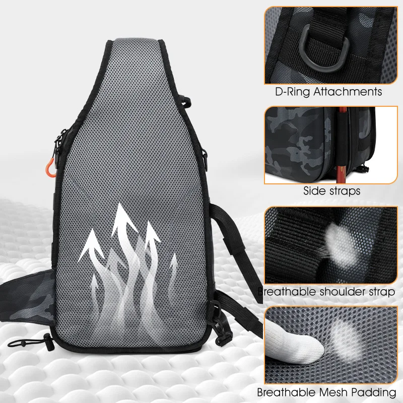 Bolsa táctica de pecho para pesca y escalada con soporte para caña, gran capacidad, entrenamiento deportivo, senderismo, caza, ciclismo, bandolera - imagen 5