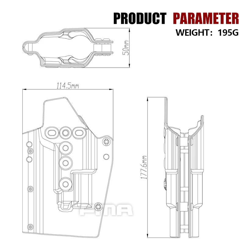 FMA-pistolera rápida de cintura táctica para G17/G19, con SF Light-Bearing X300 lámparas, Airsoft, funda de soporte para pistola TB-1329 - imagen 5