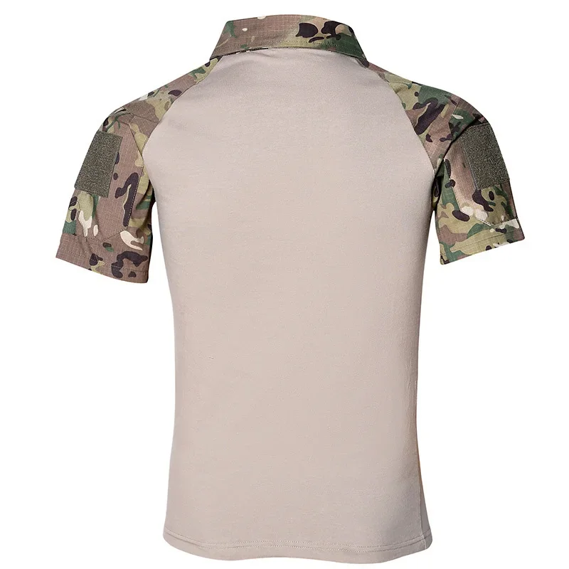 Camiseta táctica de algodón de verano para hombre, camisetas de manga corta de camuflaje para exteriores, camisetas transpirables para acampar, ropa de Paintball, tela para senderismo - imagen 5