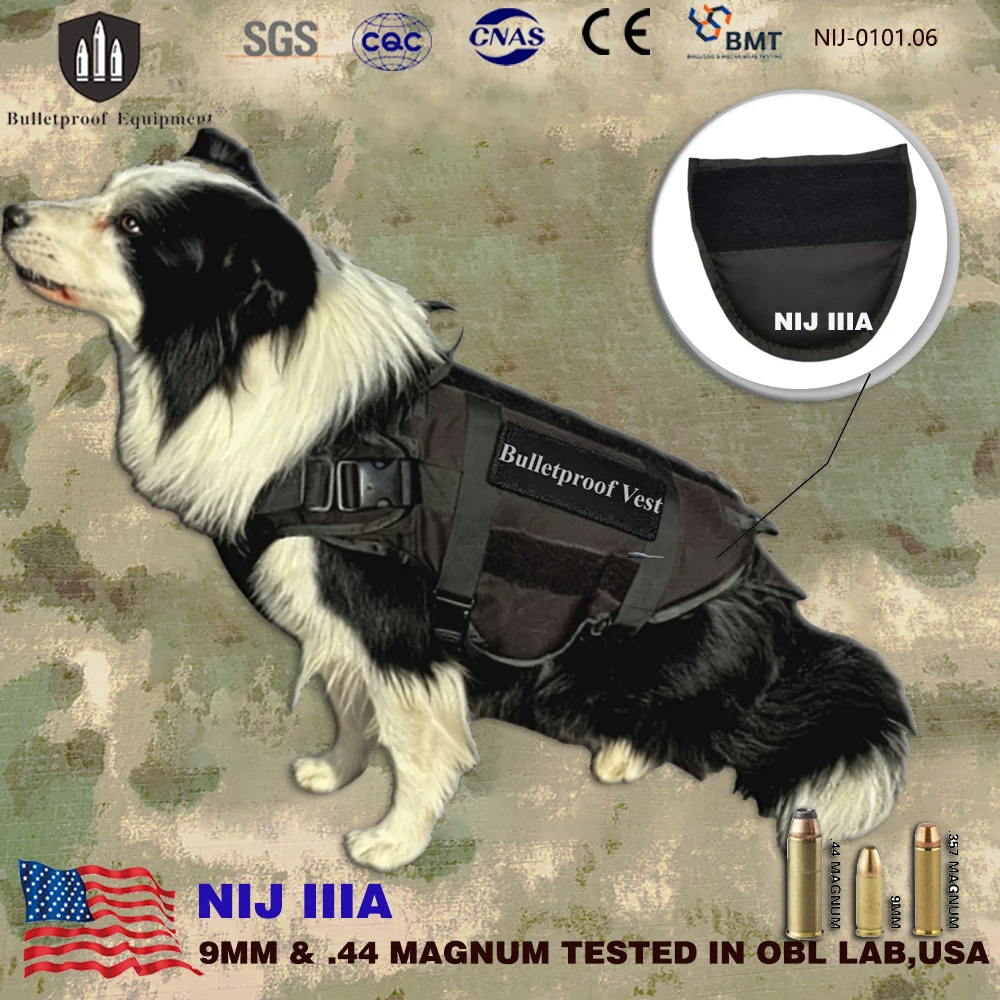 Chaleco antibalas táctico para perro, ajuste MOLLE y placa