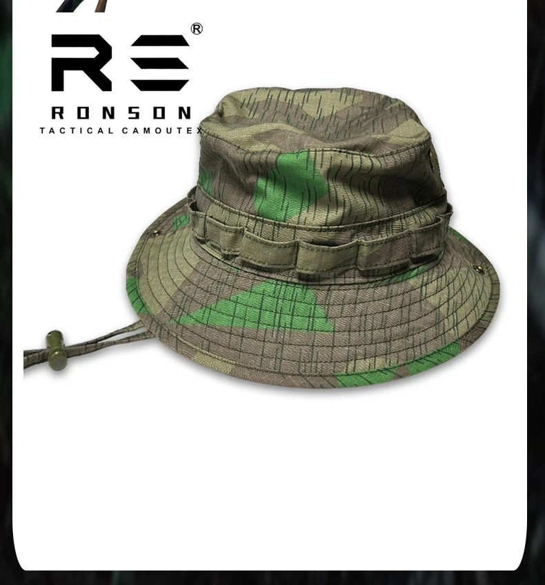 Un sombrero de camuflaje con un logotipo