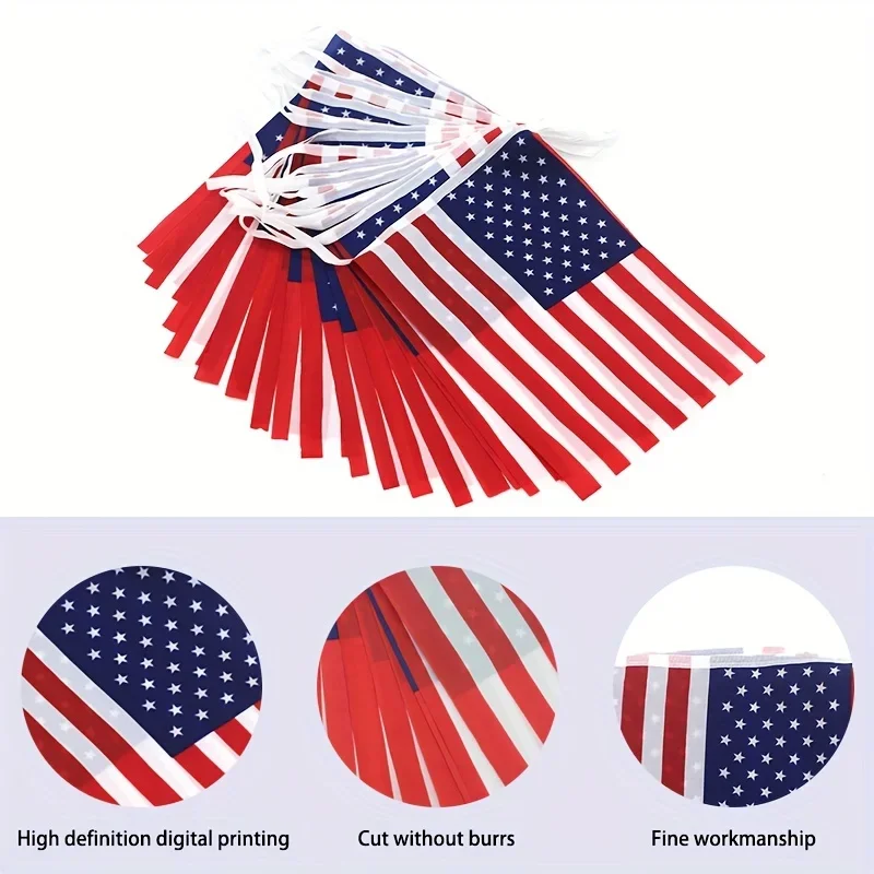 24 unids/set bandera de cuerda americana de EE. UU. para eventos patrióticos 4 de julio suministros del Día de la Independencia decoración de banderines de Bar deportivo - imagen 4
