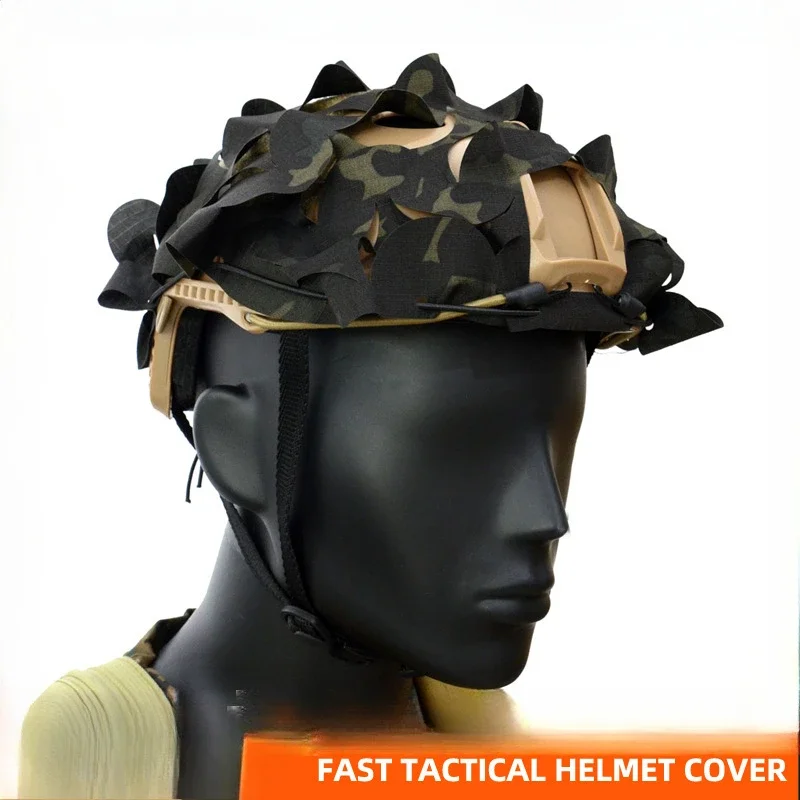 Traje táctico de caza Ghillie, capucha de casco de camuflaje 3D de red para casco rápido, cubierta de casco de camuflaje para caza al aire libre - imagen 5