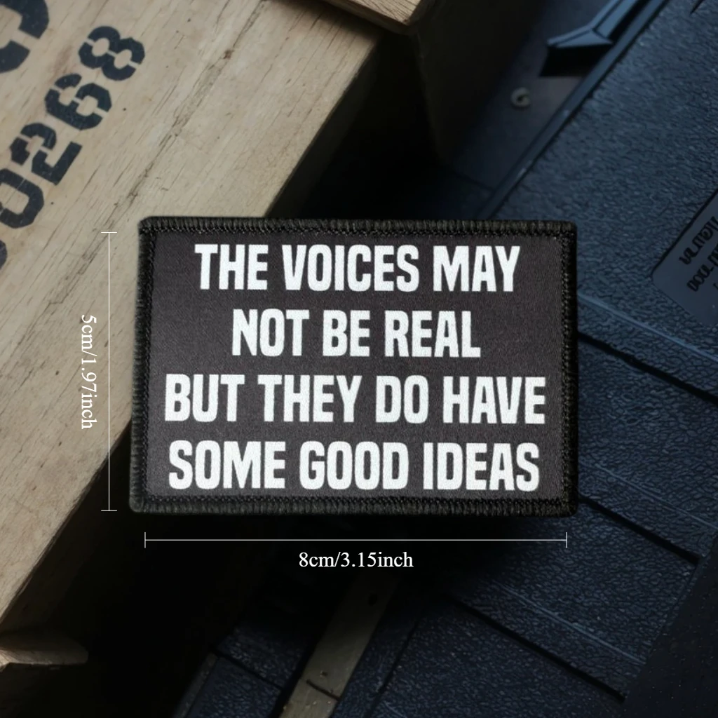 Insignia de moral de las voces en mi cabeza, parches tácticos con gancho y bucle para ropa, pegatinas decorativas para mochila al aire libre - imagen 2
