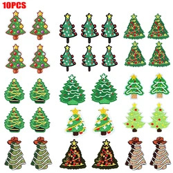 Parche bordado de árbol de Navidad, parche de dibujos animados, parches para planchar para ropa, sombreros, vaqueros, insignias para coser, parche de Papá Noel, 10 Uds.