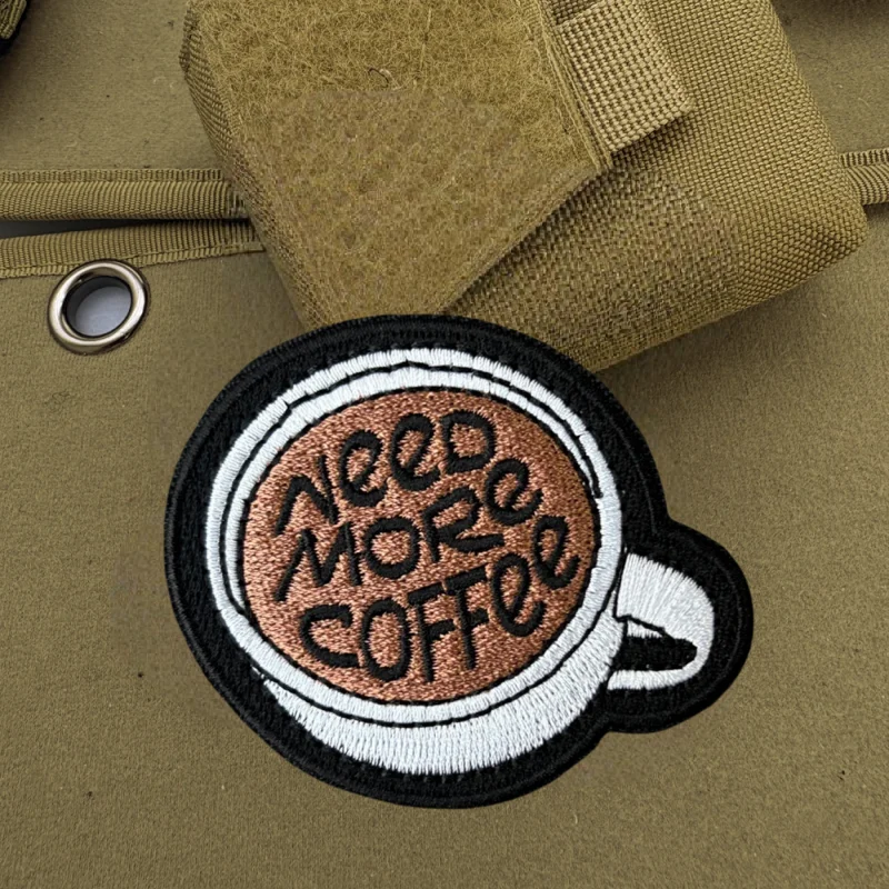 Parche bordado de taza de café, chaleco táctico, insignia de moral con gancho y bucle, pegatinas decorativas para mochila, parches para brazalete para ropa - imagen 4
