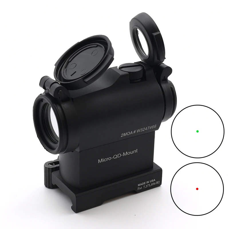 Reflejo de punto rojo y verde táctico 2MOA, mira óptica de 1x20mm para Rifles de caza Airsoft con marcas completas de montaje rápido - imagen 5