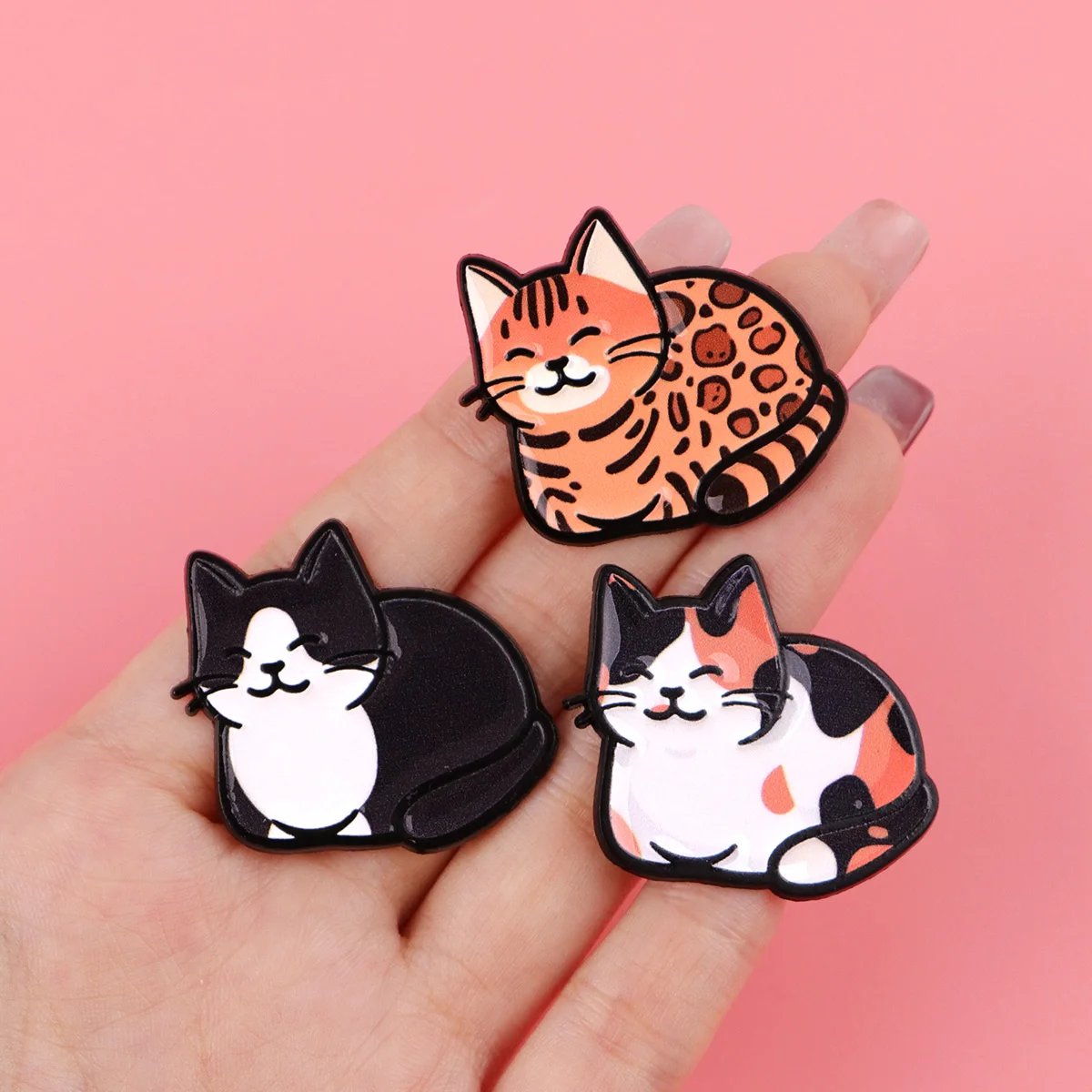 Juego de 6 Broches de Gato Gordo Esmaltados, Broches de Animales para Chaqueta, Mochila, Sombrero, Solapa, Insignia, Accesorio de Joyería Kawaii para Amantes de los Gatos, Regalo