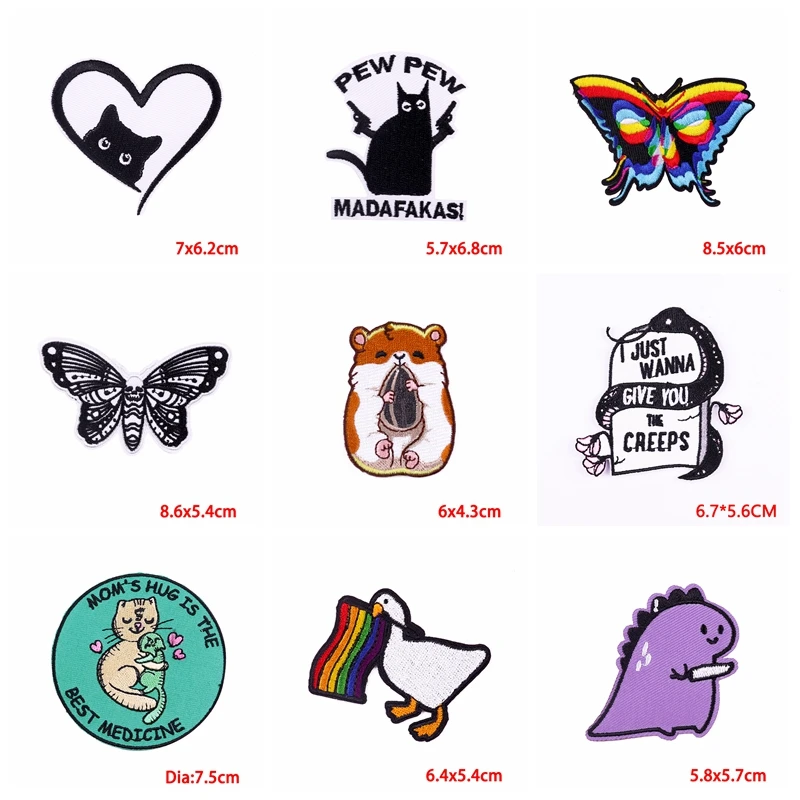 10 unids/lote, venta al por mayor, parches bordados de animales de dibujos animados, parches para planchar para ropa DIY, parche adhesivo de gato, Rana, erizo, pingüino - imagen 5