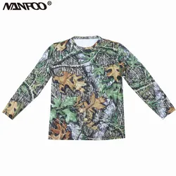Verano cómodo Icesilk protección solar camiseta de pesca de manga larga hojas verdes camuflaje biónico camisa de caza de secado rápido