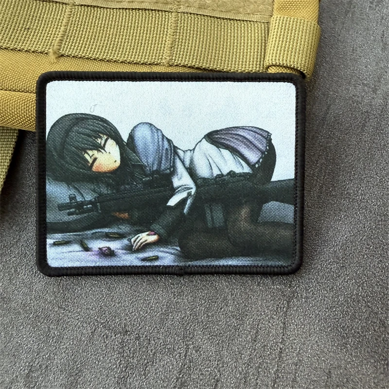 Parche estampado de moral "Khomura Akemi", brazalete militar táctico, insignia de gancho y bucle, accesorios de apliques para mochila de tela - imagen 3