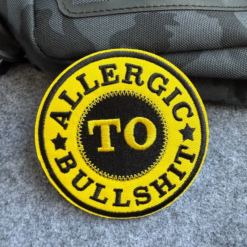 Insignia de moral divertida, parche táctico "ALLERGIC TO BULLSHIT", brazalete militar, parches bordados para chaqueta, mochila - imagen 4