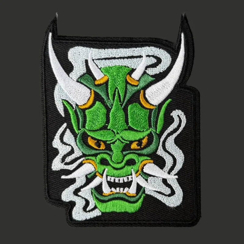 Parche de máscara de fantasma verde, insignia bordada de moral táctica, gancho y bucle, mochila militar, ropa, pegatina decorativa, brazalete - imagen 2