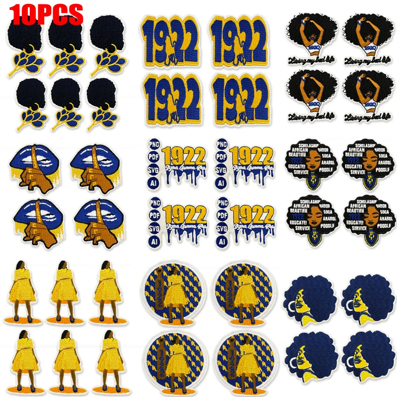 10 Uds. Parches bordados de chica negra letras 1922 insignias bordadas para coser parches para planchar para ropa chaquetas sombreros mochila Patc