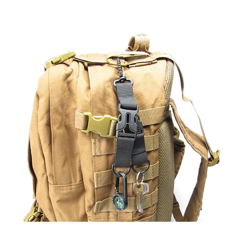 Gancho de mochila de correas de nailon táctico, mosquetón multifuncional, llavero en forma de D, hebilla colgante de liberación rápida de doble división - imagen 3