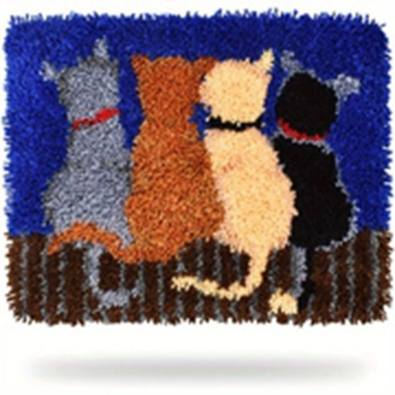 Nuevo Kit de alfombra con gancho de pestillo de animales, Kit de fabricación de alfombras, juego de alfombras bordadas para principiantes, herramienta de fabricación de alfombras, costura precortada, ganchillo - imagen 4
