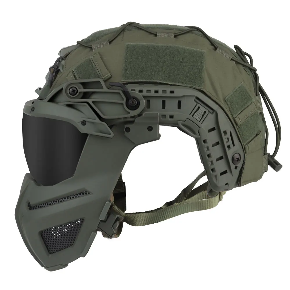 Casco táctico rápido, media máscara facial con gafas abatibles, lentes negros/transparentes de 2 uds para caza, juego Airsoft CS, equipo de máscara de Paintball - imagen 2