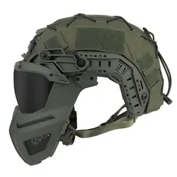 Casco táctico rápido, media máscara facial con gafas abatibles, lentes negros/transparentes de 2 uds para caza, juego Airsoft CS, equipo de máscara de Paintball